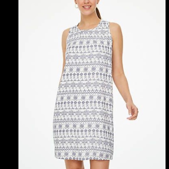 Loft Ann Taylor loft white printed casual dress - Picture 1 of 6